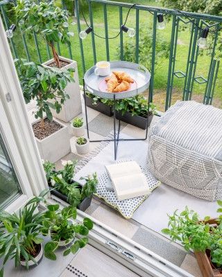 Balcon ou une terrasse vert(e)