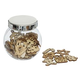 Accessoires peperkoekfigure hout in bokaal