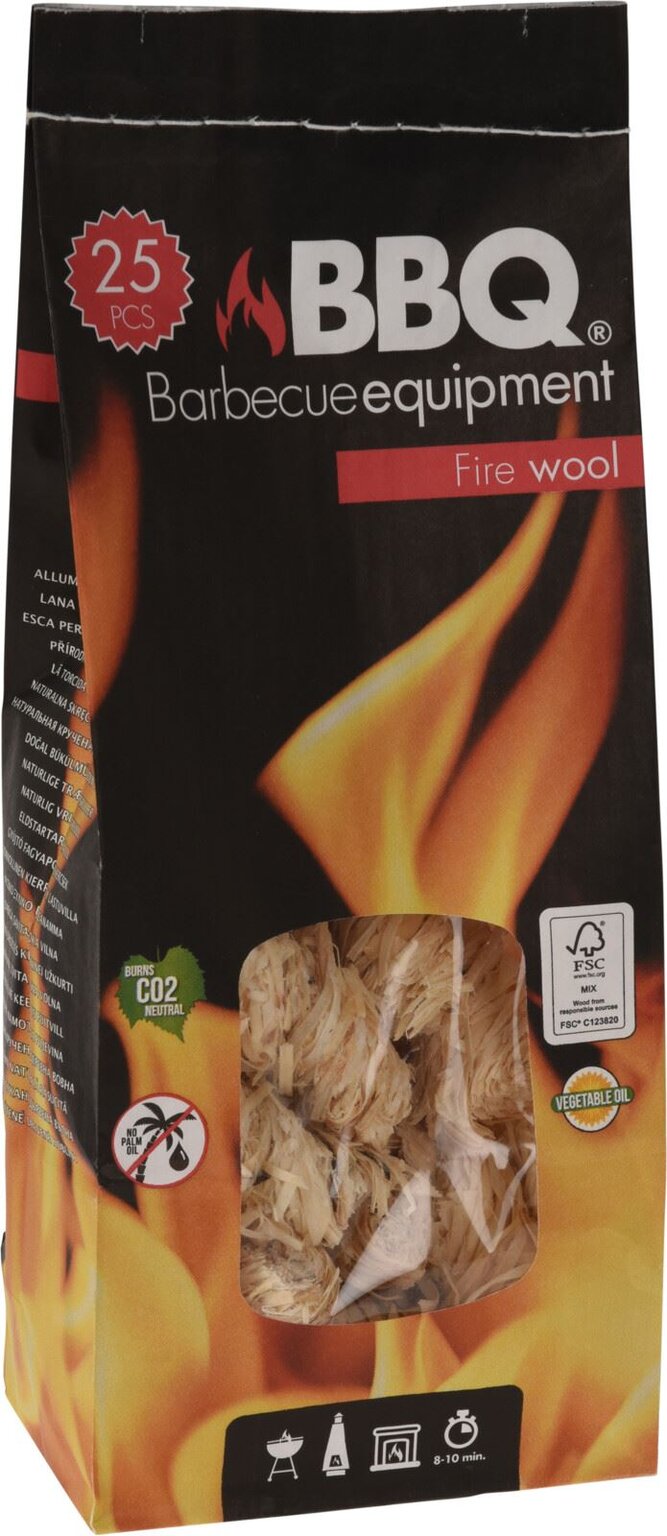 Allume-feu en laine de bois BBQ Flavour Wood Wool Sac 25 pièces