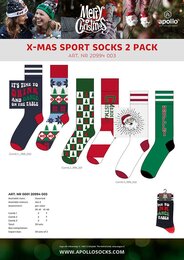 Apollo adults X-mas sport socks 2pack 2ass - afbeelding 1
