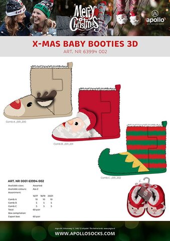 Apollo babies x-mas booties asst3