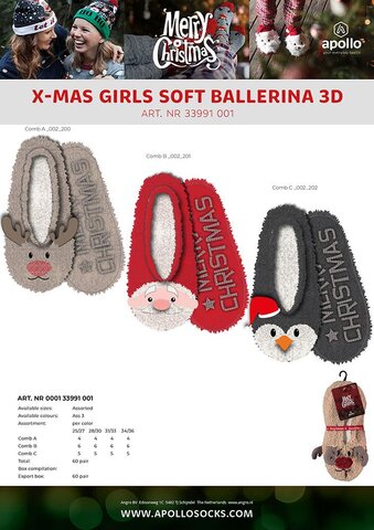 Apollo girls X-mas ballerina booties 3D ass