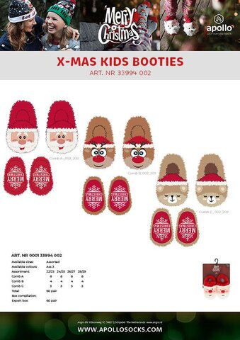 Apollo kids x-mas booties asst3