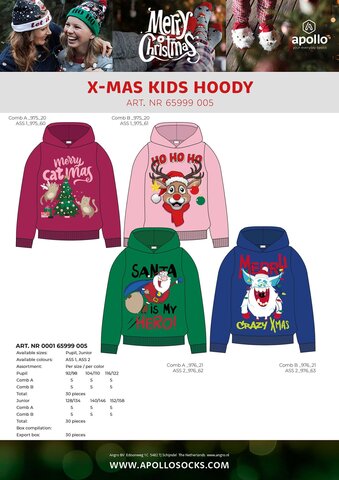 Apollo kids X-mas hoody pupil - afbeelding 1