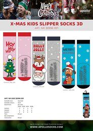 Apollo kids x-mas slippersocks 3D asst6