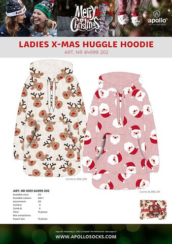 Apollo ladies X-mas huggle hoodie - afbeelding 1