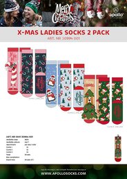 Apollo ladies x-mas socks 2-pack asst7