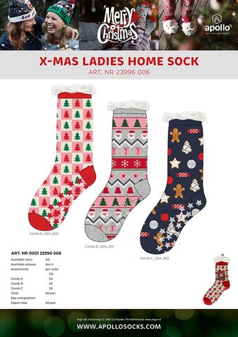 Apollo Ladies X-Mas Socks 4Ass