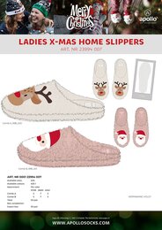 Apollo ladies Xmas home slippers asst