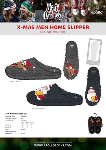 Apollo men X-mas home slippers ass - afbeelding 1