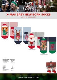 Apollo new born x-mas socks asst5