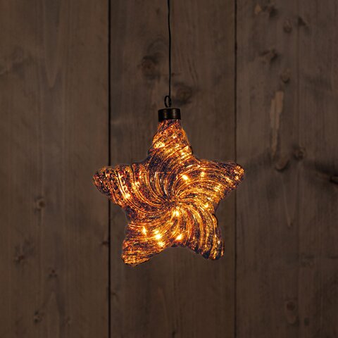 b.o. glas ster antiek goud 15cm /10led classic warm 2xaaa