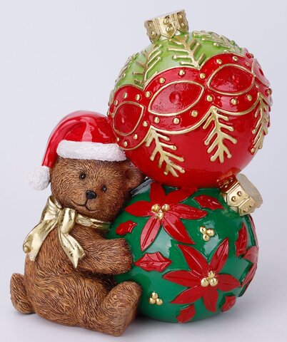 Beer met kerstballen 23cm