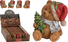Beer met kerstmuts H7cm 4ass
