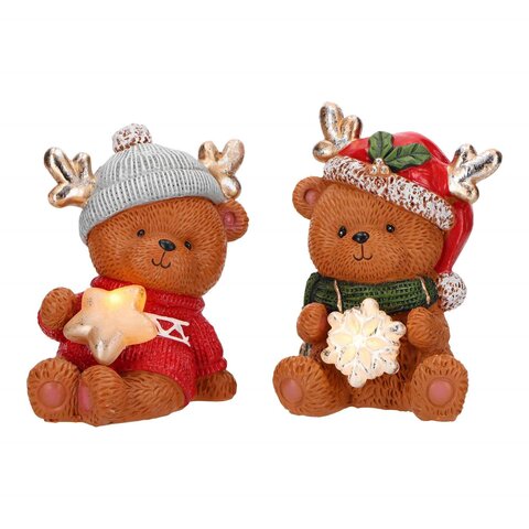 Beer zittend met ster 11x15cm 2ass