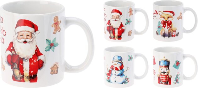 Beker 310ml Kerst 4ass