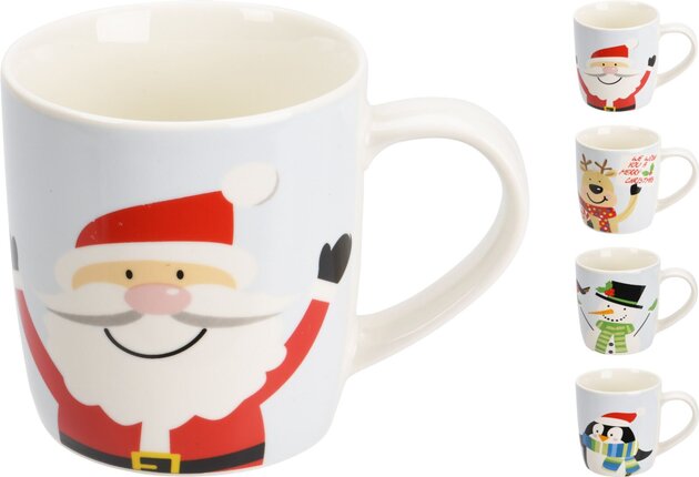 Beker 320ml 4ass kerstfigure