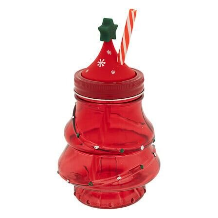 Beker kerstboom glas 11x13cm 2ass