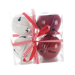 Belletjes D6cm 4stuks rood-wit