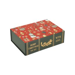 Boîte cadeau 28x20x9cm rouge vert