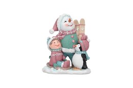 Bonhomme de neige avec enfant+pingouin 12x15cm - image 2