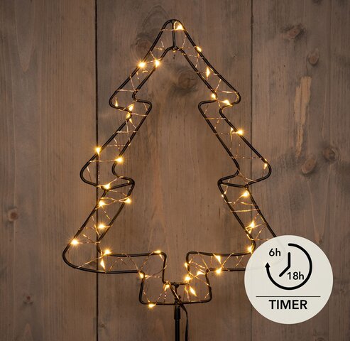 Boom op steker 40Led classic koperdraad zwart 24x100cm Timer