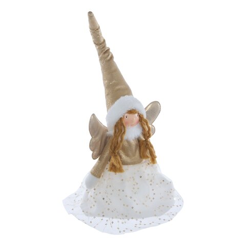Boomtopper fee H34cm wit goud