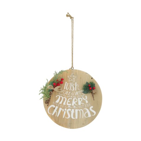 Bord "Wish you a very merry Christmas" D28cm hout