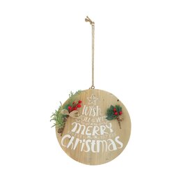 Bord "Wish you a very merry Christmas" D28cm hout