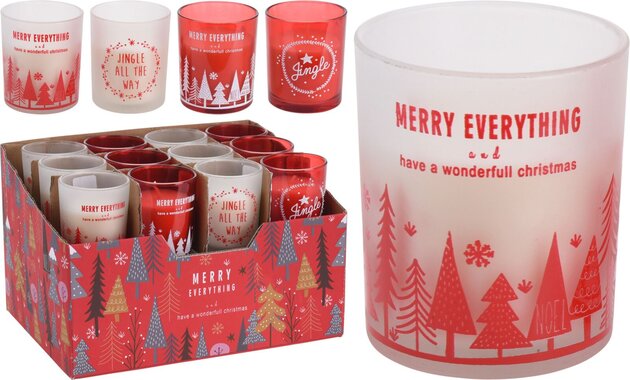 Bougie dans verre 5x6cm 4ass