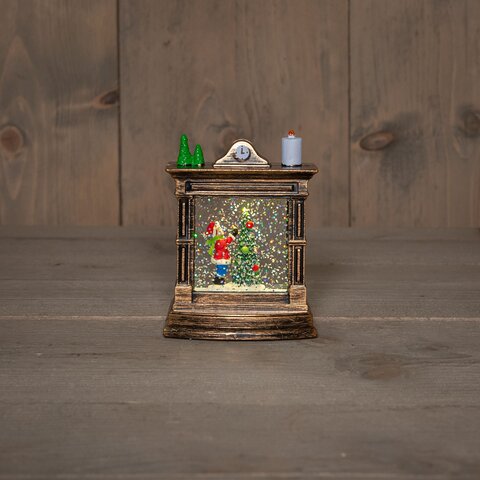 Boule à neige cheminée 11x8cm Led blanc chaud