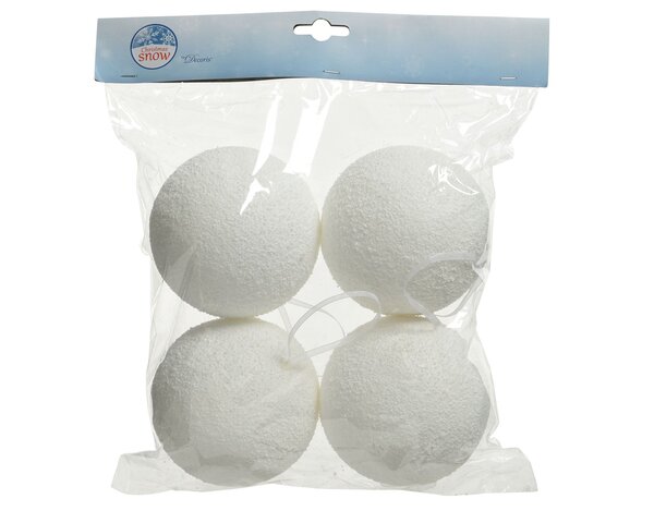 Boule de neige D10cm styro 4pièces - blanc