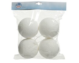 Boule de neige D10cm styro 4pièces - blanc