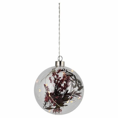 Boule de Noël D12cm 10Led avec fleurs