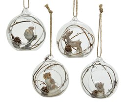 Boule de Noël D8cm verre 4ass