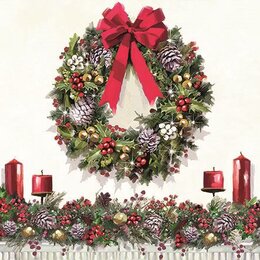 Bow on Wreath 33x33cm