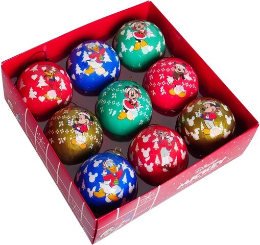 Box Mickey 75mm kerstballen 9stuks