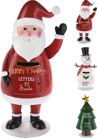 Brievenbus Kerstfiguur H35cm 3ass