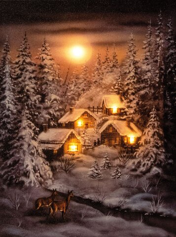 Canvas 30x40cm 5Led - renne pleine lune