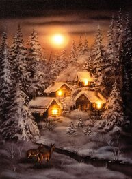 Canvas 30x40cm 5Led - renne pleine lune