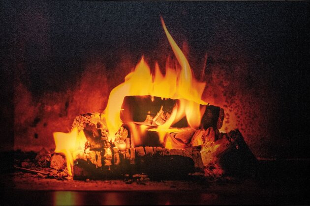 Canvas 38x58cm Led - haardvuur