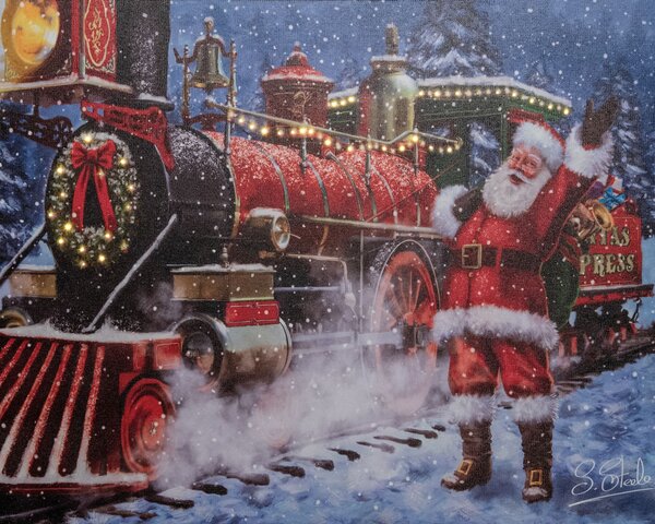 Canvas 48x38cm 42Led - kersttrein