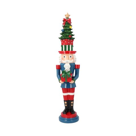 Casse-Noisette arbre de Noël sur tête poly multi 13x12x53cm - image 1