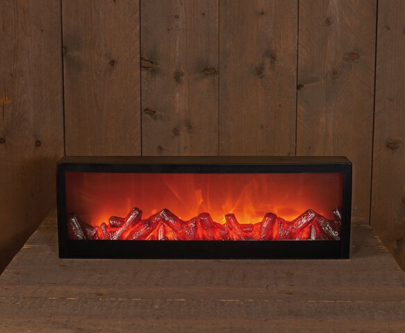 Cheminée 60x20x10cm Led timer noir