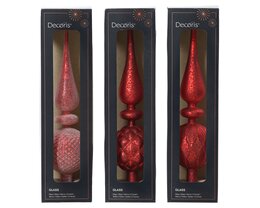 Cimier verre H31cm rouge 3ass