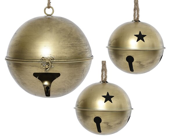 Cloche fer or set de 3