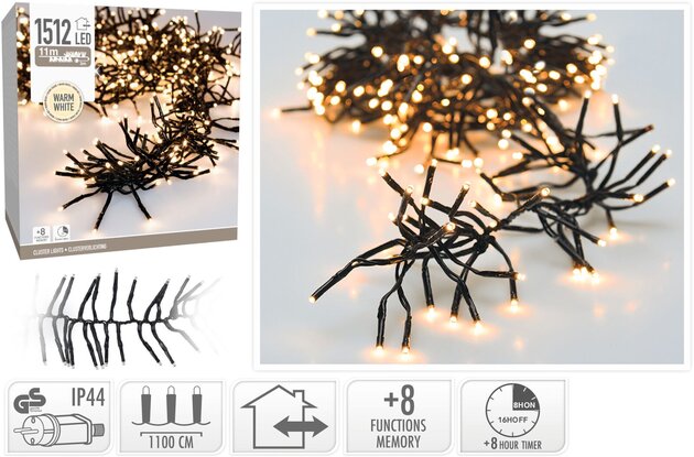Clusterverlichting 1512Led binnen buiten warm wit
