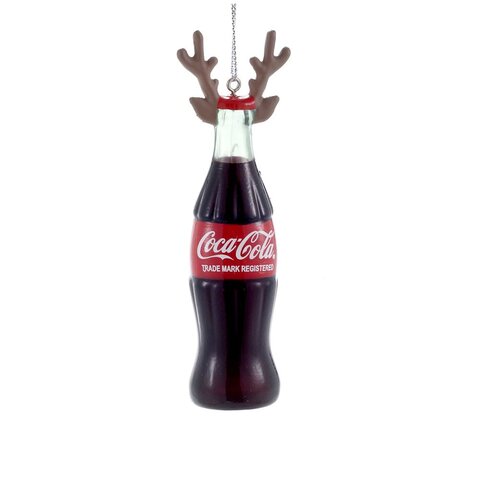 Coca-Cola fles met kerstgewei ornament 11cm