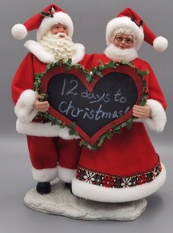 Couple Noël avec cœur 28cm