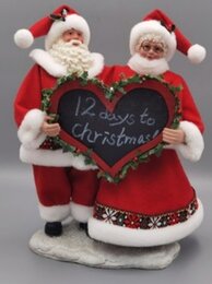 Couple Noël avec cœur 28cm